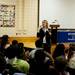 Principle Karla Graesley gets emotional while talking to the graduating sixth-grade students during the last day of school at Estabrook Elementary on Friday, June 7. Graesley attended Estabrook and said the students are now part of history. Daniel Brenner I AnnArbor.com